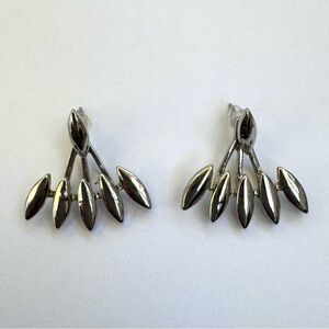 Jacket Earrings- 2 Piece Silver Tone Spike Design. Like New!